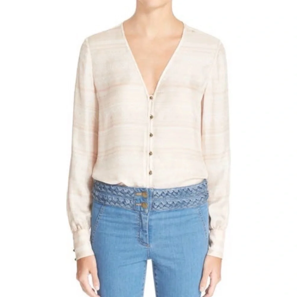 Veronica Beard Natural Bahia Silk Blouse - 6 - Picture 3 of 15